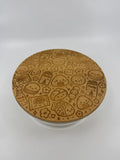 Japanese Snacks Pattern | Laser Engraged | Large Round Glass Container w/Bamboo Lid 44oz