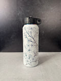 Cherry Blossom wrapped laser engraved 32oz Stainless Steel sport bottle || White/Prism finish || Polar Camel