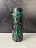 Cherry Blossom wrapped laser engraved 32oz Stainless Steel sport bottle || Black/Prism finish || Polar Camel